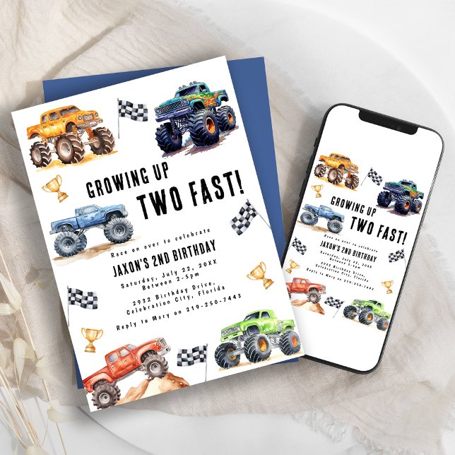 Invitación Fiesta de cumpleaños número 2 de Dos Camiones Mons (Subido por el creador)