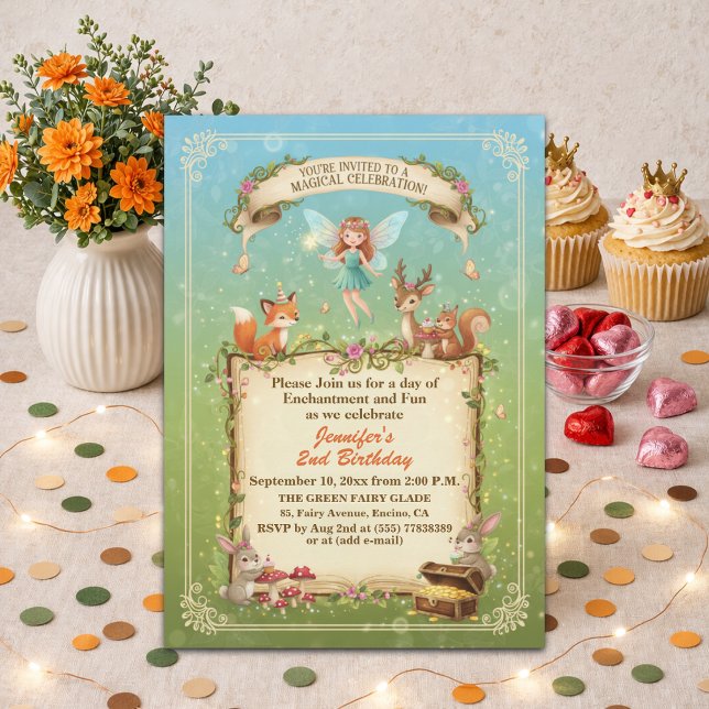 Invitación Fiesta de cumpleaños número 2 de la hada del bosqu (Subido por el creador)