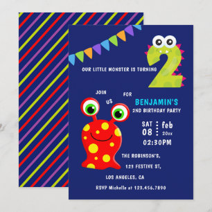 Invitación Fiesta de cumpleaños número 2 de Little Monster Bo
