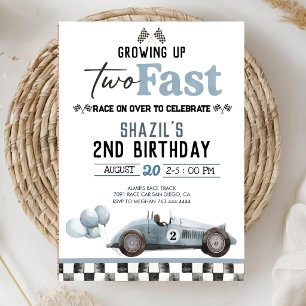 Invitación Fiesta de cumpleaños número 2 de niño de dos coche