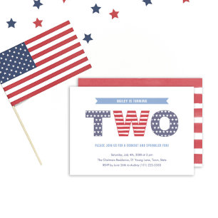 Invitación Fiesta de cumpleaños número 2 de Stars And Stripes