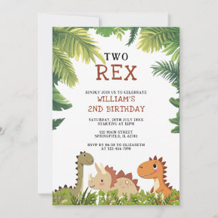 Invitación Fiesta de cumpleaños número 2 del dinosaurio jurás