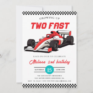 Invitación Fiesta de cumpleaños número 2 del niño de dos carr