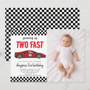 Invitación Fiesta de cumpleaños número 2 del niño de dos carr