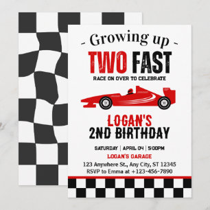 Invitación Fiesta de cumpleaños número 2 del niño de dos carr