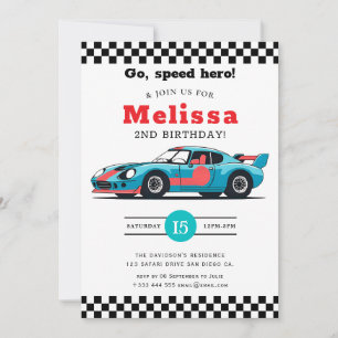 Invitación Fiesta de cumpleaños número 2 del niño de dos carr