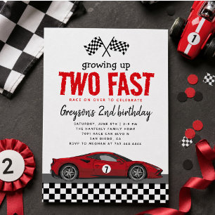 Invitación Fiesta de cumpleaños número 2 del niño de dos carr