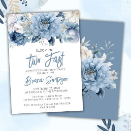 Invitación Fiesta de cumpleaños número 2 Dusty Blue Floral