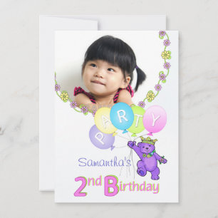 Invitación Fiesta de cumpleaños número 2 foto Personalizado d