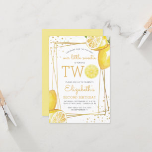 Invitación Fiesta de cumpleaños número 2 Limonada Acuarela de