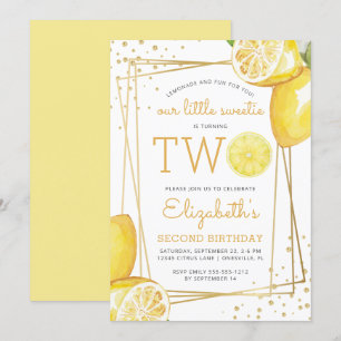 Invitación Fiesta de cumpleaños número 2 Limonada Acuarela de