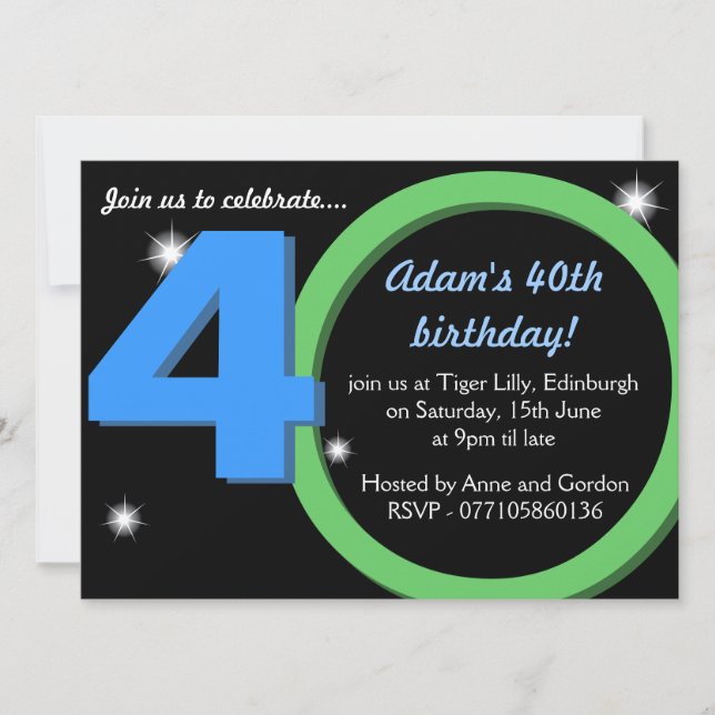 Invitación Fiesta de cumpleaños número 30° 40° entre los homb (Anverso)