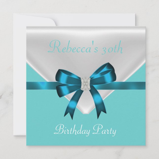 Invitación Fiesta de cumpleaños número 30 arcos blancos azul  (Anverso)