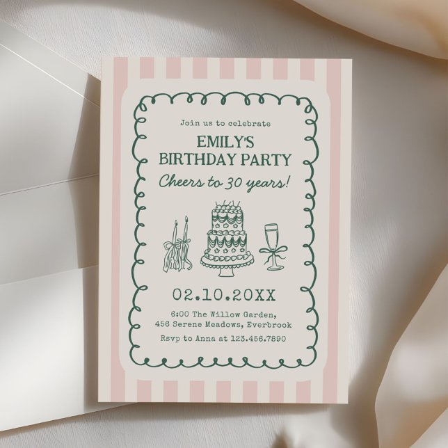 Invitación Fiesta de cumpleaños número 30 caprichosa divertid (Subido por el creador)