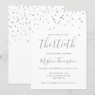 Invitación Fiesta de cumpleaños número 30 con confeti de plat