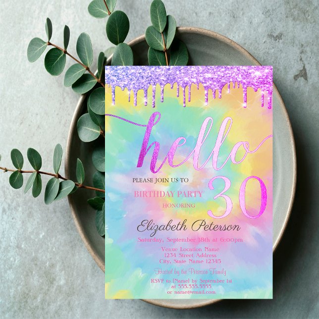 Invitación Fiesta de cumpleaños número 30 con efecto de goteo (Subido por el creador)