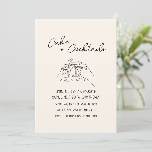 Invitación Fiesta de cumpleaños número 30 con garabato de cóc (Anverso de pie)