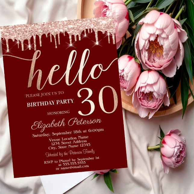 Invitación Fiesta de cumpleaños número 30 con gotas de purpur (Subido por el creador)