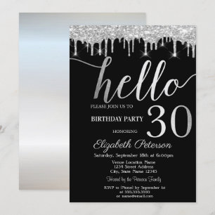 Invitación Fiesta de cumpleaños número 30 con gotas de purpur