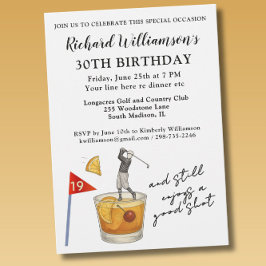 Invitación Fiesta de cumpleaños número 30 con humor de golf m