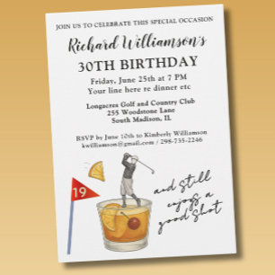 Invitación Fiesta de cumpleaños número 30 con humor de golf m