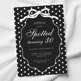 Invitación Fiesta de cumpleaños número 30 con lazo de lunares