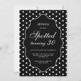 Invitación Fiesta de cumpleaños número 30 con lunares negros 