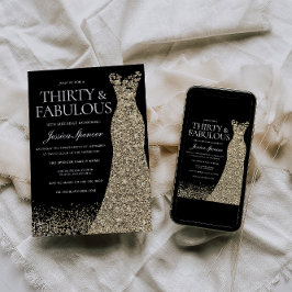 Invitación Fiesta de cumpleaños número 30 de Black Golden Dre