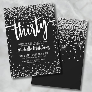 Invitación Fiesta de Cumpleaños número 30 de Blanco y Negro