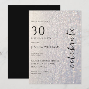 Invitación Fiesta de cumpleaños número 30 de Bokeh y nieve pl