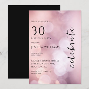 Invitación Fiesta de cumpleaños número 30 de bonito Rosa Boke
