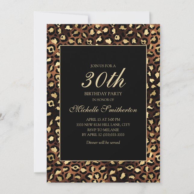Invitación Fiesta de cumpleaños número 30 de Bronce Dorado Le (Anverso)