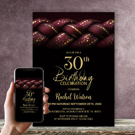 Invitación Fiesta de cumpleaños número 30 de Burgundy Gold Br