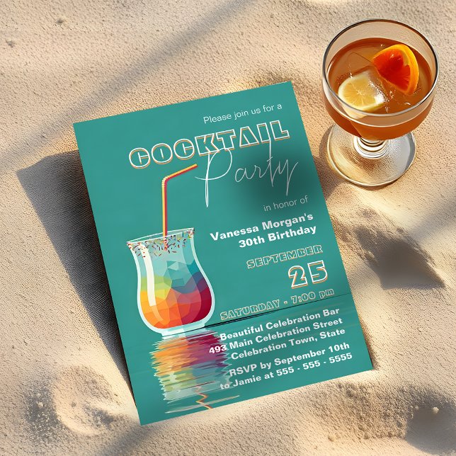 Invitación Fiesta de cumpleaños número 30 de cóctel tropical  (Subido por el creador)