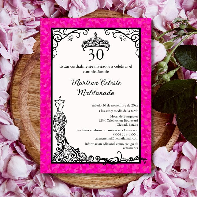 Invitación Fiesta de Cumpleaños número 30 de Fantasía en Rosa (Subido por el creador)
