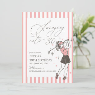 Invitación Fiesta de cumpleaños número 30 de Golf Rosa Swingi