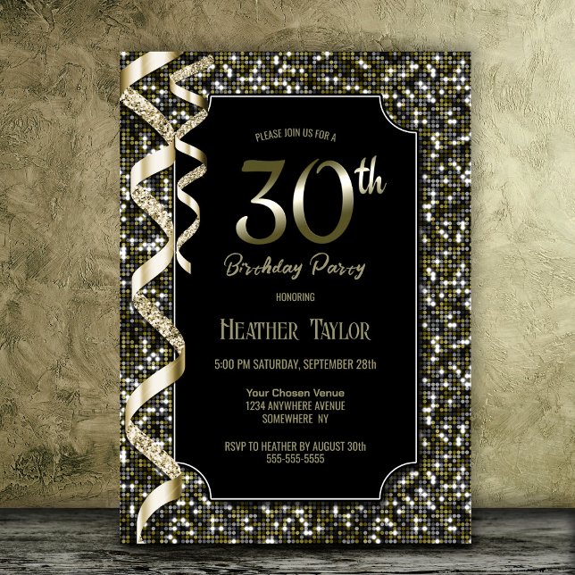 Invitación Fiesta de cumpleaños número 30 de Green Sequins (Subido por el creador)