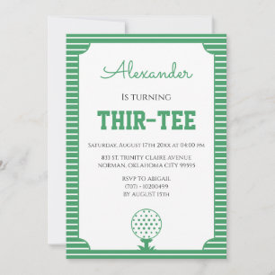 Invitación Fiesta de Cumpleaños número 30 de Green Stripes Go