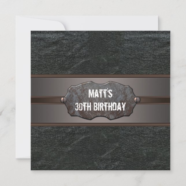 Invitación Fiesta de cumpleaños número 30 de hombre de cuero  (Anverso)