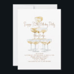 Invitación Fiesta de cumpleaños número 30 de la torre de Cham<br><div class="desc">Torre de champán. Texto dorado. Invitación. Sorpresa 30.ª invitación a la fiesta de cumpleaños.</div>