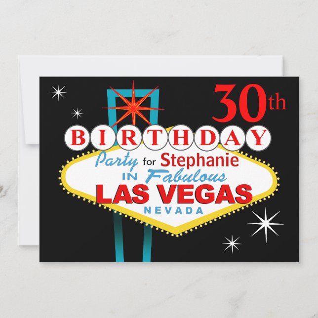 Invitación Fiesta de cumpleaños número 30 de Las Vegas (Anverso)