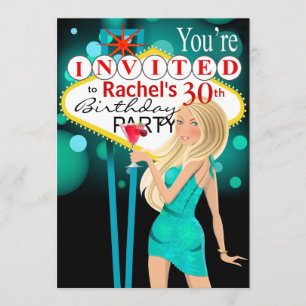 Invitación Fiesta de cumpleaños número 30 de Las Vegas verde