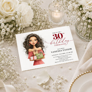 Invitación Fiesta de cumpleaños número 30 de mujer de dibujos