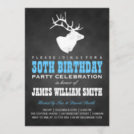 Invitación Fiesta de cumpleaños número 30 Deer Black Blue