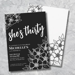 Invitación Fiesta de Cumpleaños número 30 Elegante en Blanco 