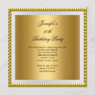 Invitación Fiesta de cumpleaños número 30 elegante oro blanco