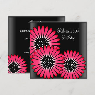 Invitación Fiesta de cumpleaños número 30 Elegantes flores ro