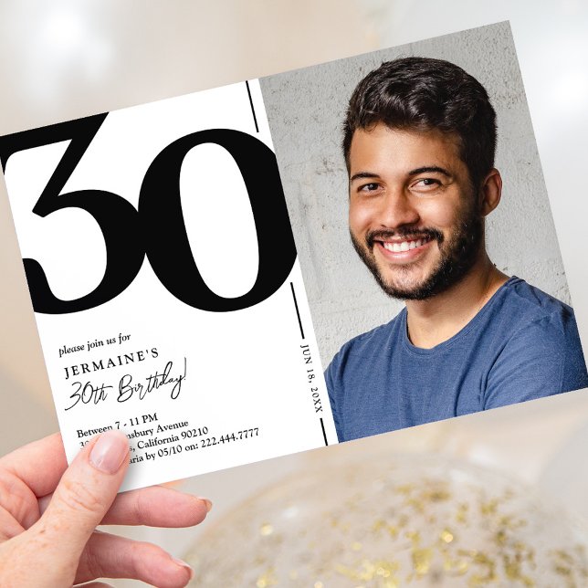 Invitación Fiesta de Cumpleaños número 30 en Foto en Blanco y (Subido por el creador)