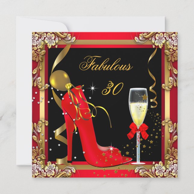 Invitación Fiesta de cumpleaños número 30 fabulosa de oro neg (Anverso)