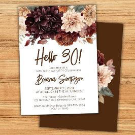 Invitación Fiesta de cumpleaños número 30 Flores Marrones Bei
